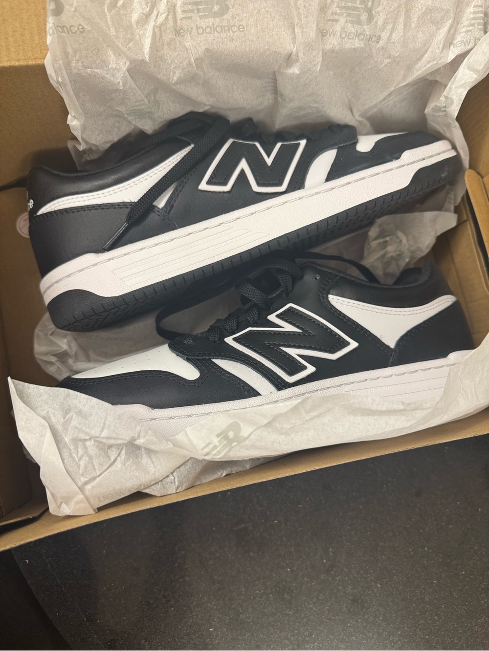 New Balance Men's Black and White Low-Top Sneakers